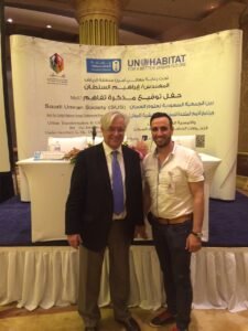 Eng. Majd Alsaad with former Mayor of Barcelona and Executive Director of UN-Habitat, Mr. Joan Clos